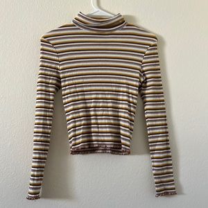 Sky & Sparrow Stripped Cropped Turtleneck